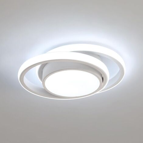 Plafonnier LED rond 32 W 2 500 lm, design moderne pour couloir, chambre, cuisine, salon, intensité variable 3 couleurs 6 000 K, diamètre 28 cm