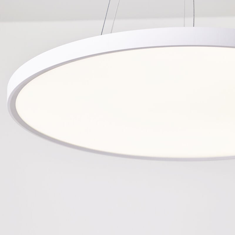 Plafonnier LED Rond 50W Extra-Plat CCT Ø600 mm, Lampe Superslim Sceneswitch 3 ambiances - Blanc