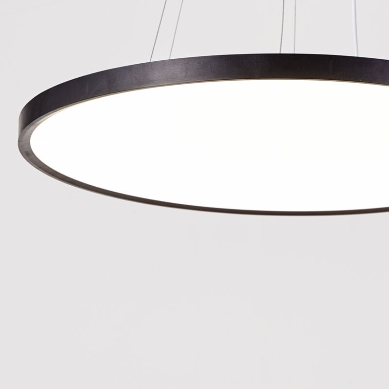 Plafonnier led Rond 50W Extra-Plat cct Ø600 mm, Lampe Superslim Sceneswitch 3 ambiances - Noir