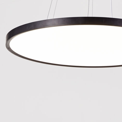 Plafonnier LED Rond 50W Extra-Plat CCT Ø600 mm, Lampe Superslim Sceneswitch 3 ambiances - Noir