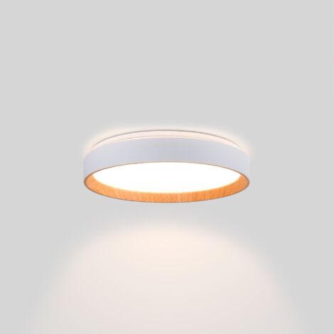 Plafonnier LED rond CCT 24W - Effet bois - Ø40cm - Blanc