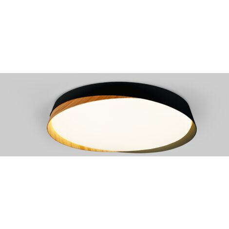 Plafonnier LED rond CCT 36W - Effet bois - ø50cm - IP22 - Noir
