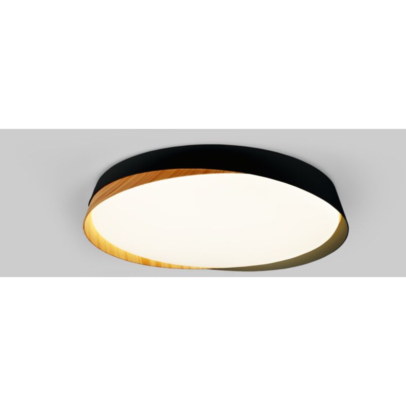 Plafonnier LED rond CCT 36W - Effet bois - ø50cm - IP22 - Noir Plafonnier LED rond CCT 36W - Effet bois - ø50cm - IP22 - Noir