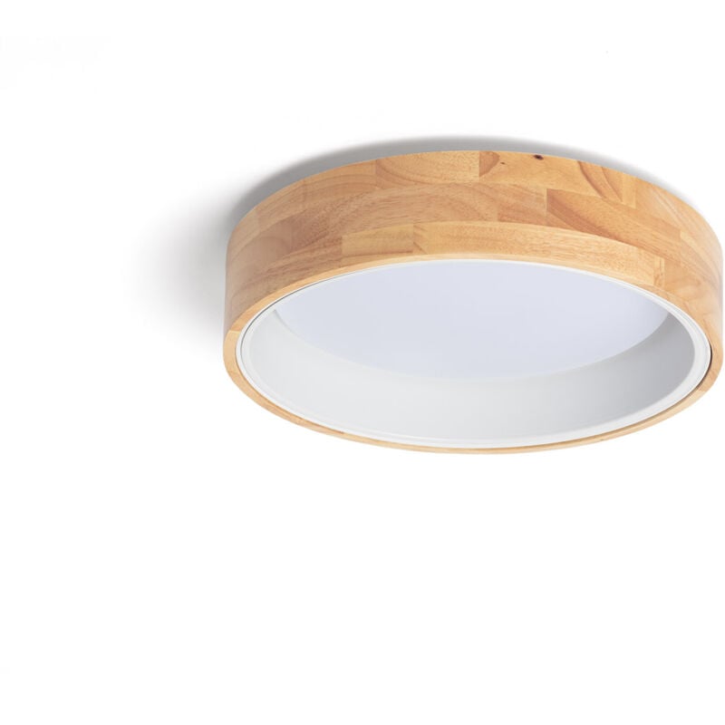 Plafonnier led Rond Bois 15W cct Sélectionnable Dari Ø370 mm Blanc