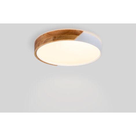 Plafonnier LED rond CCT en bois et polycarbonate - 24W - ø40cm - - Blanc