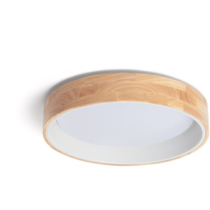 Plafonnier led Rond Bois 20W cct Sélectionnable Dari Ø470 mm Blanc