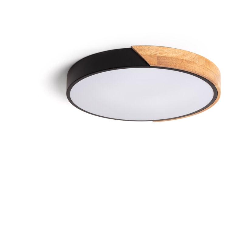 Plafonnier led Rond Bois 24W cct Sélectionnable Semi-Dari Ø418 mm Noir