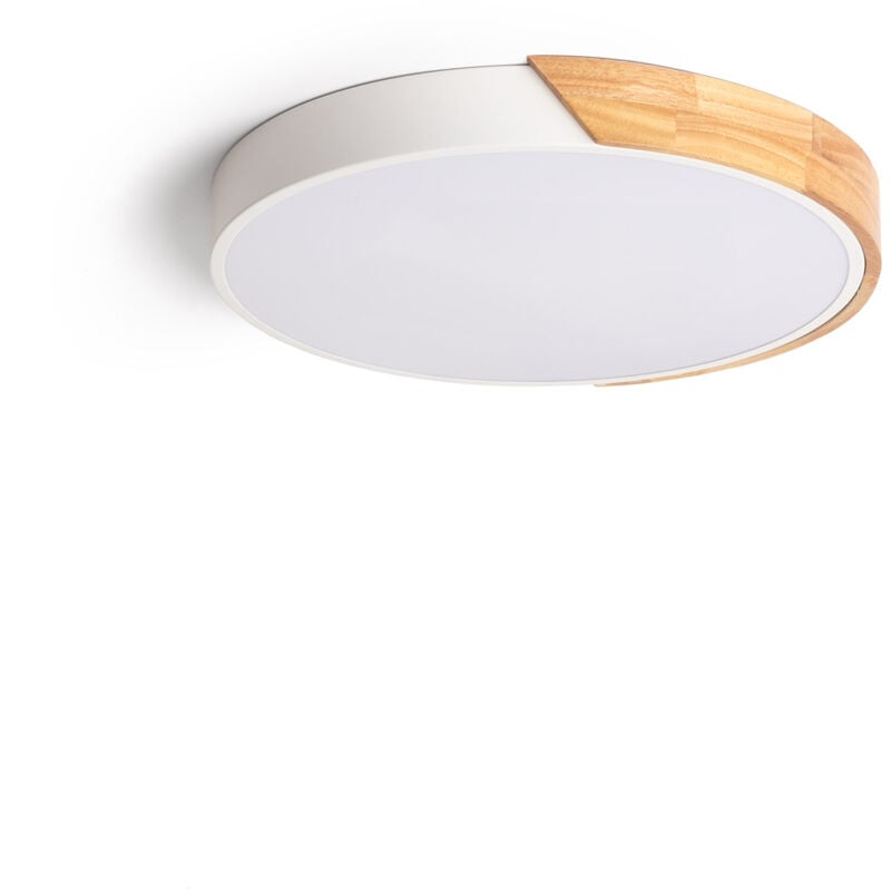 Ledkia - Plafonnier led Rond Bois 24W cct Sélectionnable Semi-Dari Ø418 mm Blanc