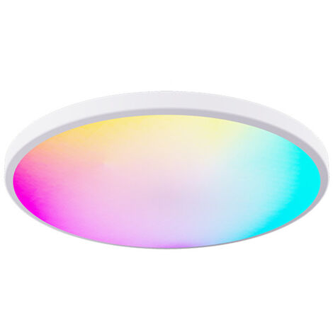 Plafonnier LED rond de couleur RGBCW Neoglint pour chambre à coucher, salon, intensité variable en continu avec télécommande RF