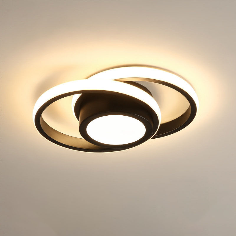 Plafonnier LED rond en acrylique 32 W, design moderne pour chambre et couloir, lumière blanche chaude.
