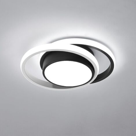Plafonnier LED, Rond Lampe de plafond 32W, Moderne Luminaire Plafonnier Noir pour Couloir Coucher Salle de Bains Cuisine Salon, Blanc Froid