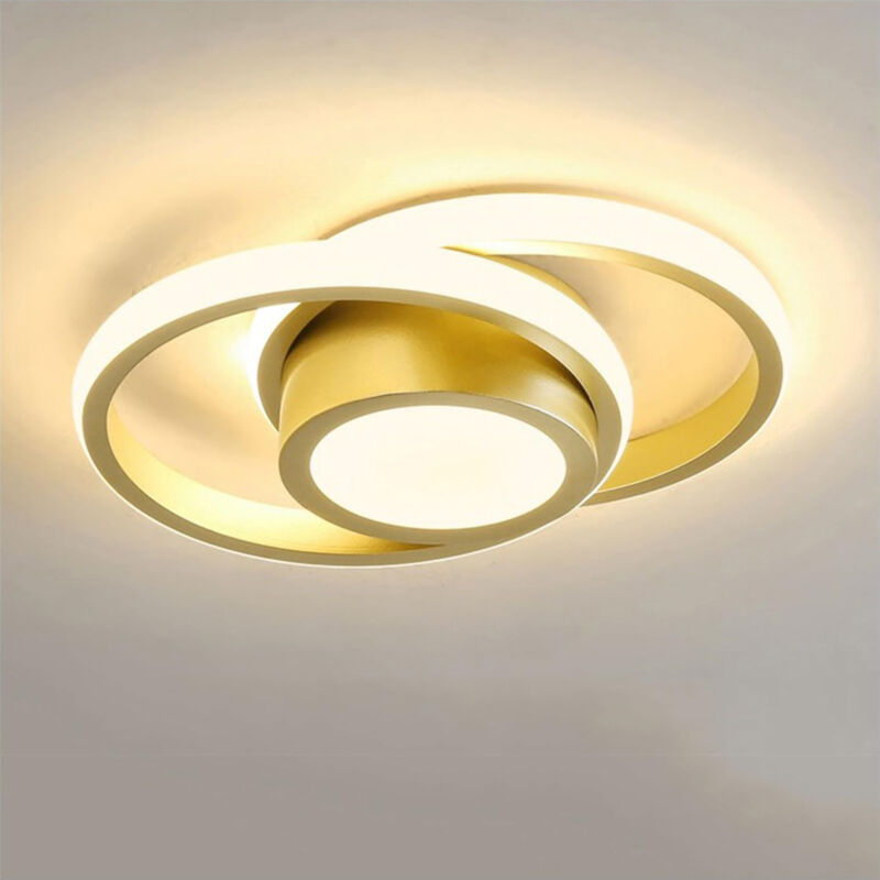 Plafonnier LED, Rond Lampe de plafond 32W, Moderne Luminaire Plafonnier pour Couloir Coucher Salle de Bains Cuisine Salon, Blanc Chaud - Doré