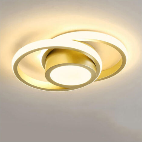 Plafonnier LED, Rond Lampe de plafond 32W, Moderne Luminaire Plafonnier pour Couloir Coucher Salle de Bains Cuisine Salon, Blanc Chaud - Doré