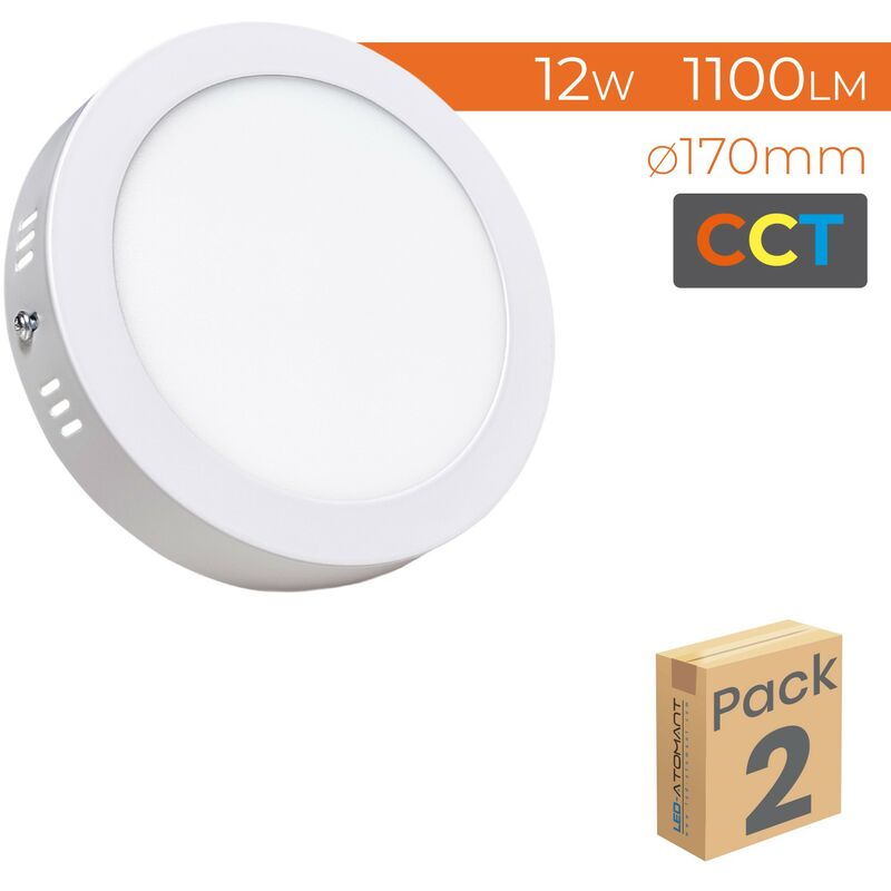 Led Atomant Sl - Plafonnier led Surface Rond 170mm cct 12W 1100LM Lot de 2 u. - cct
