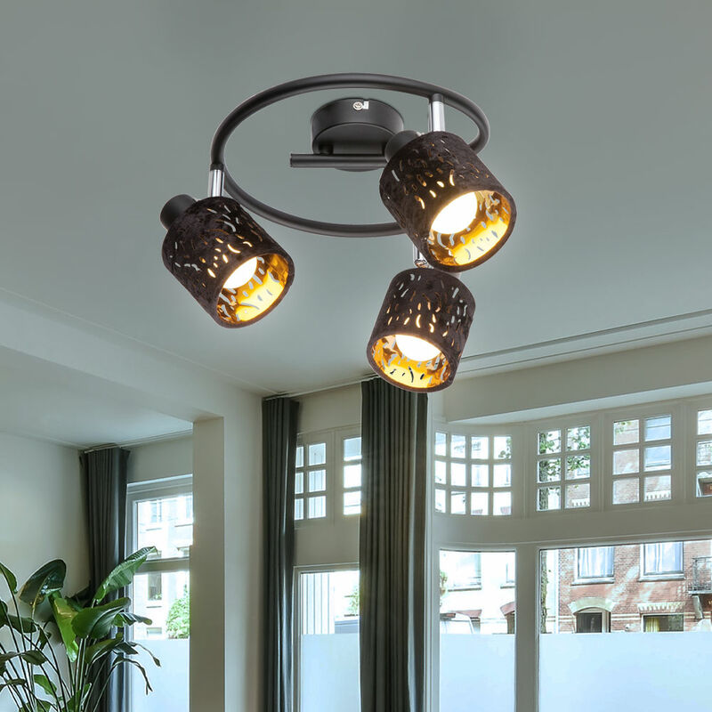 Lampe Rondell plafonnier spot lampe velours orientable or noir dans un ensemble comprenant des ampoules LED