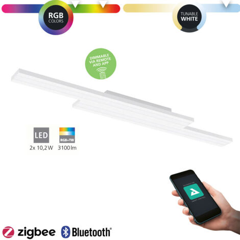Plafonnier LED Saliteras-Z Blanc L: 116 B: 16 H: 5cm Dimmable 2700-6500K avec fonction Connect-Z