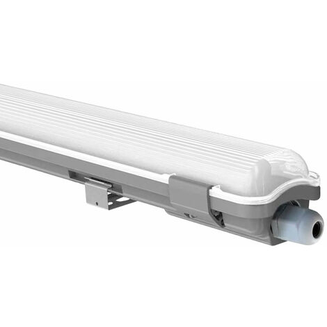 Plafonnier LED Salle humide Eclairage de baignoire étanche Lampe de garage LED Tube LED, résistant aux jets, 1x LED 18W 1700Lm blanc froid, L 127,5 cm