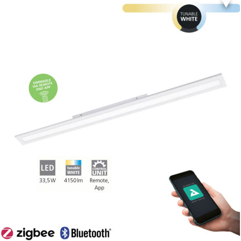 Plafonnier LED Salobrena-Z Blanc L: 120 B: 10 H: 4.5cm Dimmable 2700-6500K avec fonction Connect-Z
