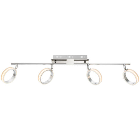 Plafonnier LED salon anneaux lumineux ALU spot orientable spot Globo 56043-4L
