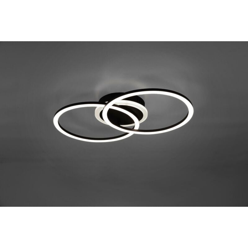 Plafonnier venida led double cercle noir mat avec interrupteur central de rÉglage de l'intensitÉ lumineuse l.50cm r62783132