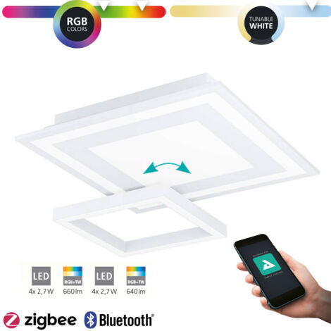 Plafonnier LED Savatarila-Z Blanc L: 45 B: 45 H: 7cm Dimmable 2700-6500K avec fonction Connect-Z