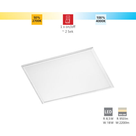 Plafonnier LED simple panneau salle de travail grille éclairage ALU lampe blanc Eglo 96895