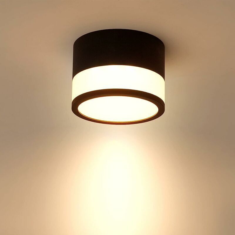 VURAHOME - Plafonnier LED Spot 12W 3000K Rond Noir Blanc Chaud Plafonnier Salon Aluminium Ø10cm 110V Luminaire Spots pour Couloir Chambre Salle à