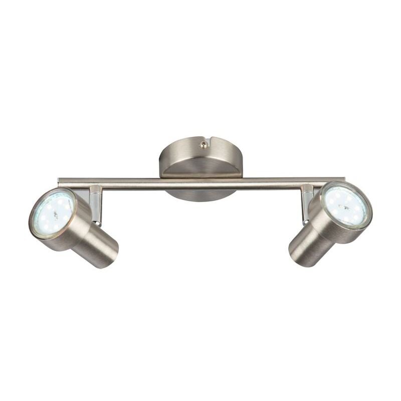 Plafonnier LED Spot BRILONER LEUCHTEN SUB, 3 W, 250 lm, IP20, nickel mat, métal, incl., 2x GU10, 27,5 x 8 x 12 cm