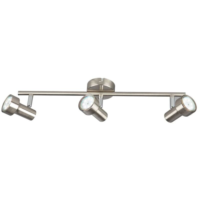 Plafonnier led Spot Briloner leuchten sub, 3 w, 250 lm, IP20, nickel mat, métal, incl., 3x GU10, 48 x 8 x 12 cm