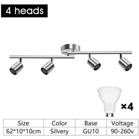 Plafonnier LED, spot sur rail, ampoule GU10 blanc chaud, éclairage optimal, décoration intérieure (couloir, chambre)
