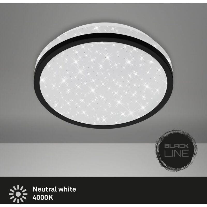 Plafonnier led Briloner leuchten nigra, 10 w, 900 lm, IP20, noir, plastique, ø 21,7 cm