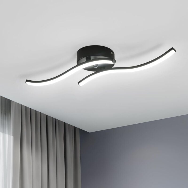 Plafonnier led, Design Ondulé avec ,Noir 12W 1100 Lumen lumière Blanc Froid 6500K ,lustre moderne pour salon ou cuisine - Goeco