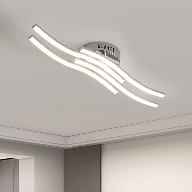 Plafonnier led Ondulé à 4 Lumières, Lumière Neutre 4000K, 24W pour Salon, Salle de Bain et Cuisine, Luminaire Plafonnier Moderne IP20 - Goeco