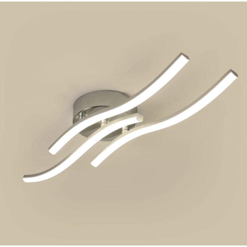 Plafonnier LED,Luminaire Plafonnier Vague avec 3 Lumière Courbée ,18W Lumière Blanc neutre 4000K pour Salon Chambre Cuisine Salle à Manger - Goeco