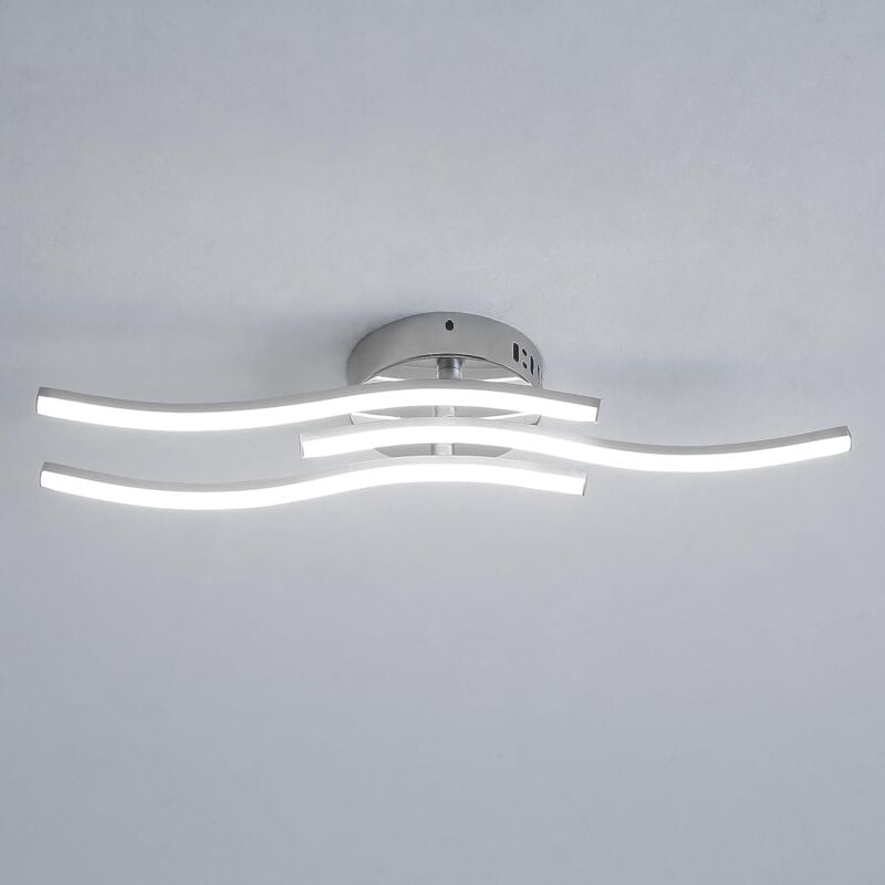 GOECO Plafonnier LED，Luminaire Plafonnier Vague avec 3 Lumière Courbée ，18W Lumière Blanc Froid 6500K pour Salon Chambre Cuisine Salle à Manger