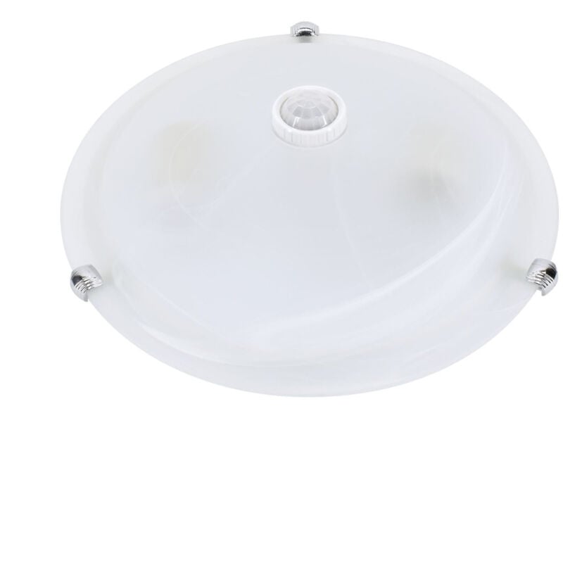 Plafonnier LED TAZAN PIR - 2x40W - E27 - IP20 - Verre et Acier - 300x300mm