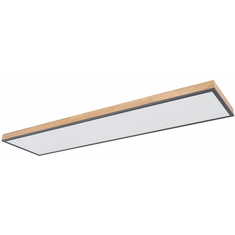 Plafonnier led télécommande plafonnier lumière en bois lampe de salon cct, veilleuse, aluminium aspect bois opale graphite, 1x 36W 2250Lm blanc