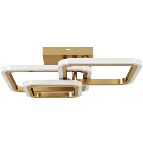 Plafonnier LED triangulaire 40 W 4300 lm 3500 K/4500 K/6000 K, pour salon, 48 x 46 x 13 cm, doré