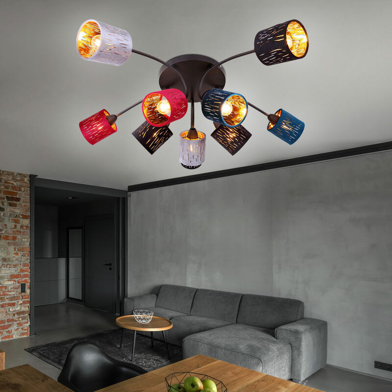 Plafonniers design velours décor poinçonnages Lampe luminaire noir dans un set comprenant des ampoules LED