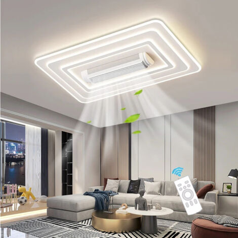 Plafonnier LED Ventilateur Silencieux 3-en-1, Télécommande Incluse, Variation de Couleur 3000K-6000K, 150W,105x65cm