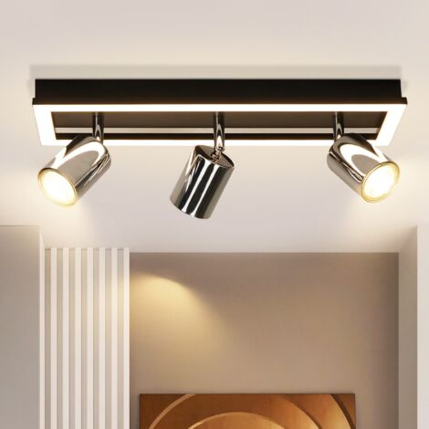Plafonnier LED ZMH 3 : Ampoules de plafond modernes GU10 orientables, lampe de cuisine, projecteur pour couloir 15W blanc chaud, lampe de plafond de 42 cm pour cuisine, bureau, salon (sans ampoule)