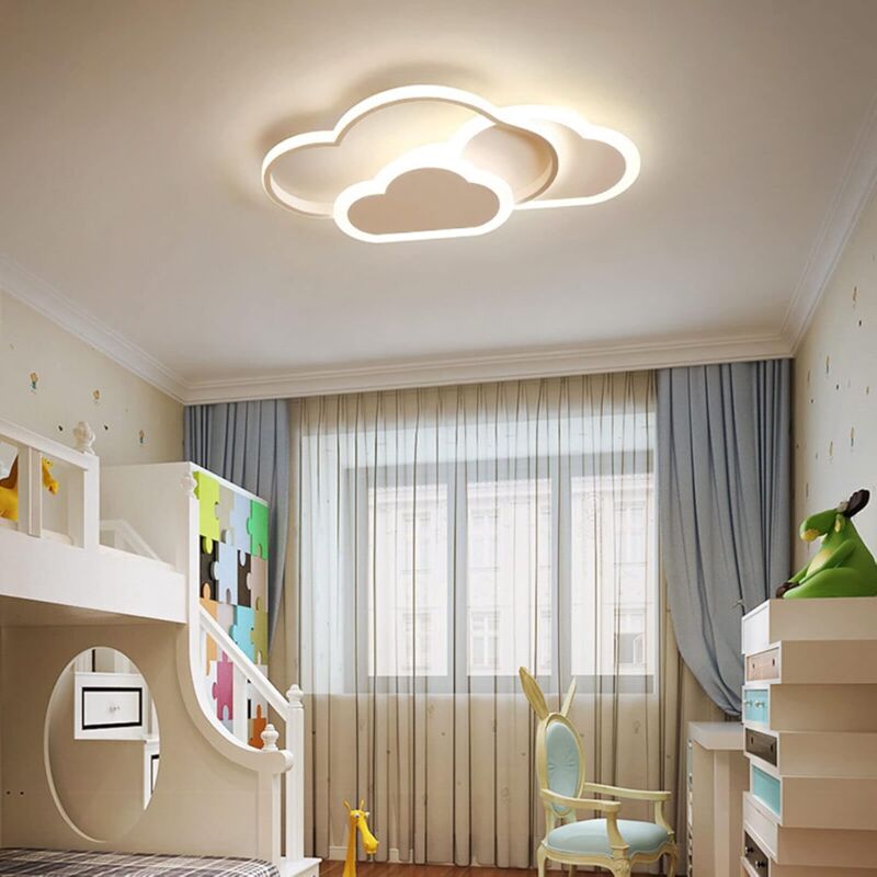 Plafonnier LED,Nuage plafonnier forme nuage salon chambre enfant lumière à coucher Lumière Dimmable Pour Chambre D'enfant Salon(Pas de télécommande)