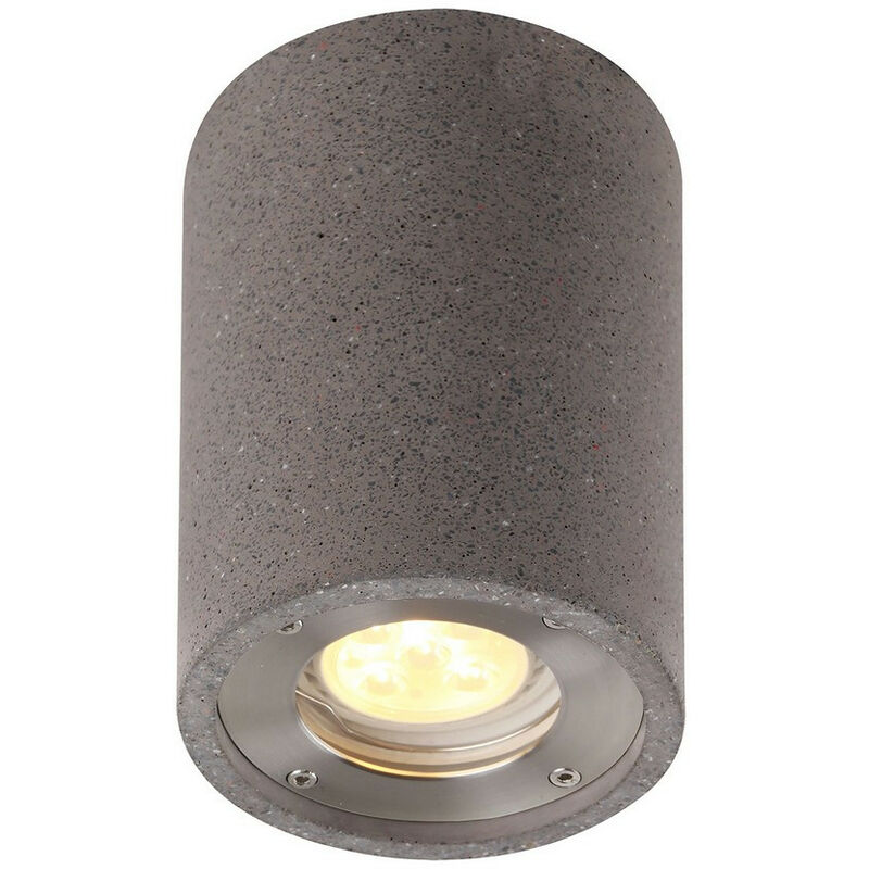 Mantra - Inspired Levi Spot Rond, 1 x GU10 (Max 12W), IP65, Béton Gris, Garantie 2 ans