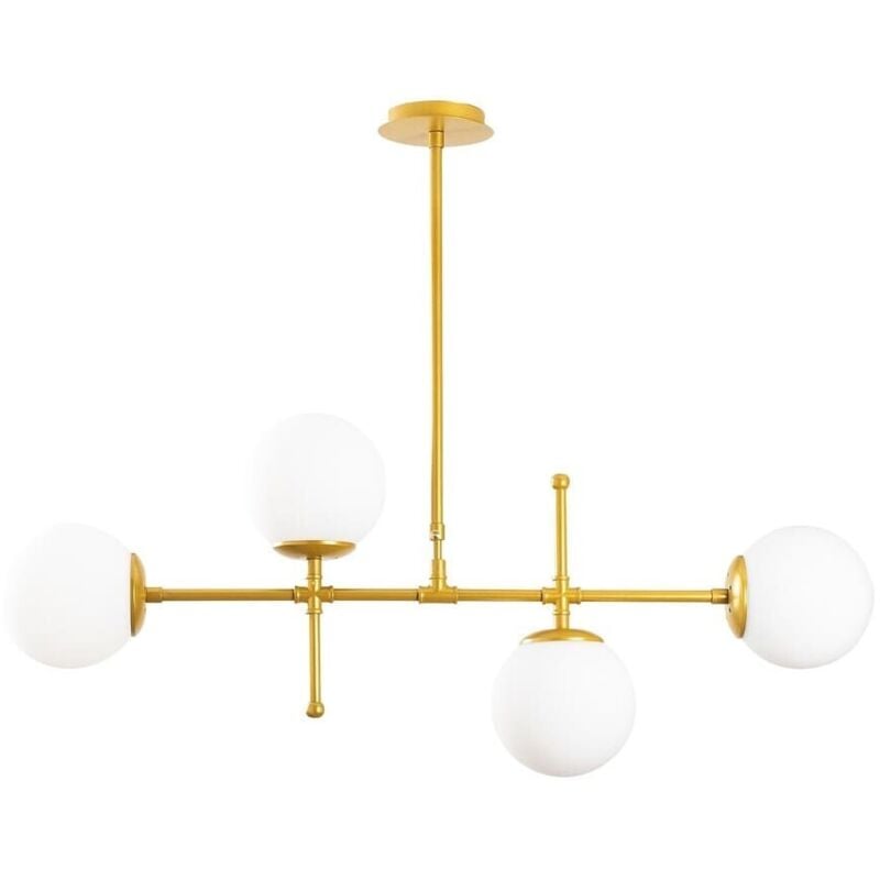 Plafonnier linéaire doré modèle 8 à 4 lumières