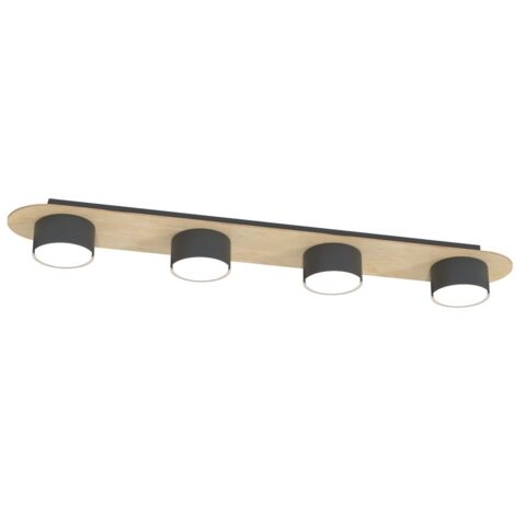 Plafonnier linéaire noir/bois 4xGX53 12W DIAZ Emibig