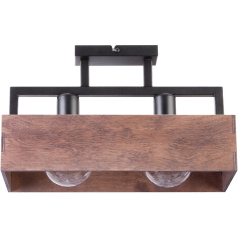 Plafonnier loft bois foncé Dakota double E27 Sigma