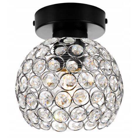 Plafonnier Loft, boule en cristal, LED chromée