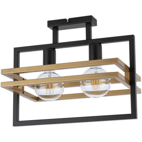 Plafonnier loft indus double noir/or Merci E27 15W