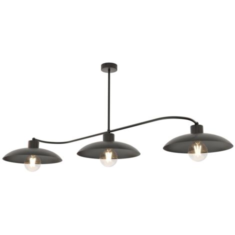 Plafonnier loft noir 3 abat-jours E27 Emibig Foster