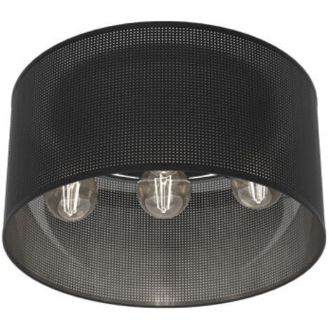 Plafonnier loft rond Ø40 noir grillage 3xE27 Luminex
